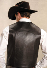 ROPER MENS BROWN LEATHER NOTCH COLLAR VEST - Roper - Flyclothing LLC