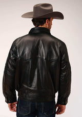 Roper Mens Black Leather Bomber Jacket - Roper - Flyclothing LLC