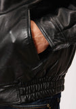 Roper Mens Black Leather Bomber Jacket - Roper