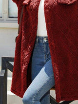 Texture Button Up Dropped Shoulder Coat - Trendsi - Flyclothing LLC
