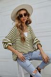 Striped Button Up Long Sleeve Cardigan - Trendsi