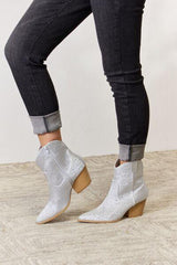 East Lion Corp Rhinestone Ankle Cowboy Boots - Trendsi