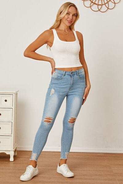 Square Neck Wide Strap Tank - Trendsi - Flyclothing LLC