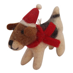 Felt Beagle Ornament with Santa Hat - Global Groove Direct