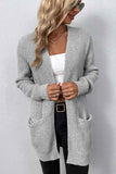 Rib-Knit Open Front Pocketed Cardigan - Trendsi