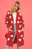 Heart Graphic Open Front Cardigan with Pockets - Trendsi - Flyclothing LLC