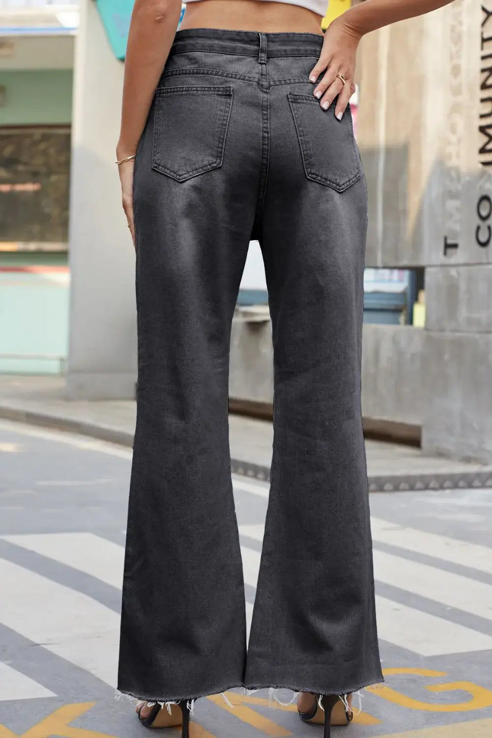 Distressed Buttoned Loose Fit Jeans - Trendsi - Flyclothing LLC