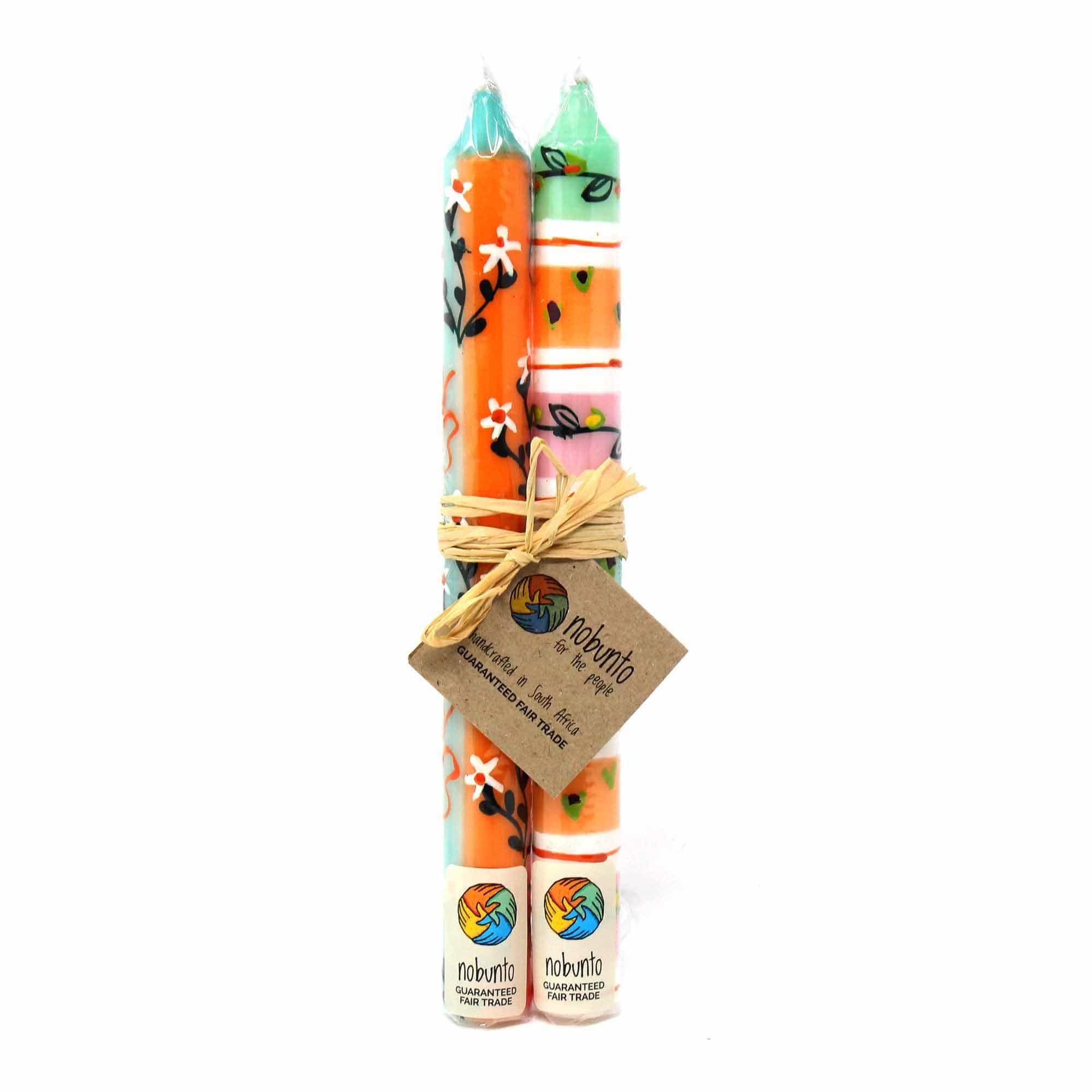 Tall Hand Painted Candles - Pair -Imbali Design - Nobunto - Flyclothing LLC