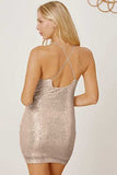 Sequin Spaghetti Strap Mini Wrap Dress - Trendsi - Flyclothing LLC