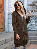 Full Size Zip-Up Longline Hoodie with Pockets - Trendsi - Flyclothing LLC
