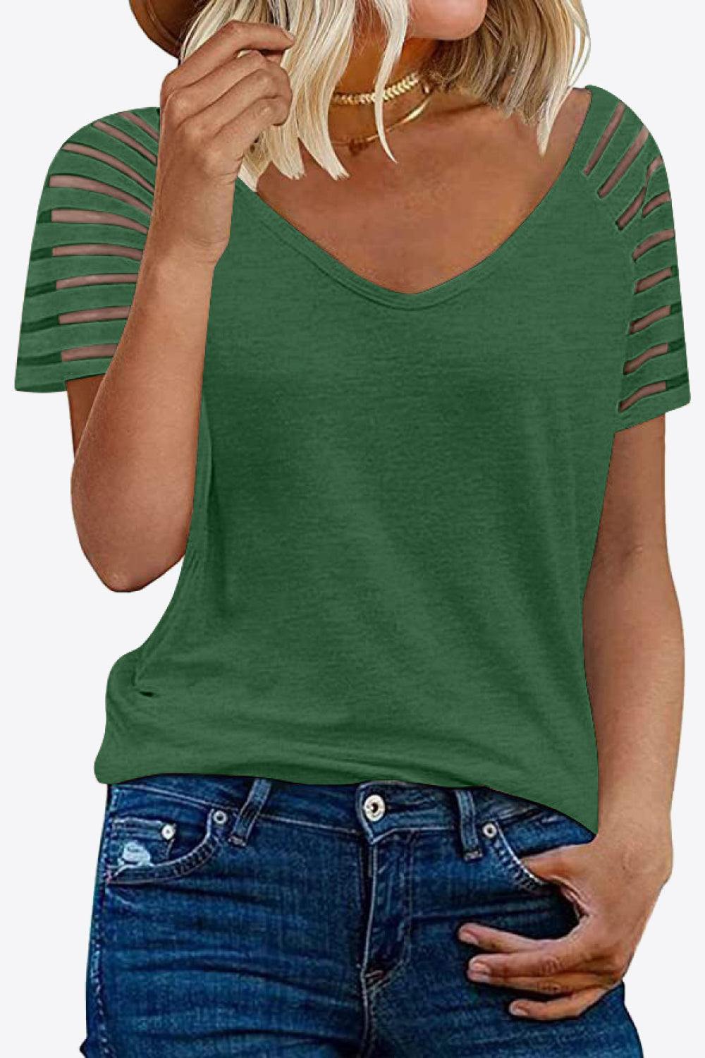 V-Neck Raglan Sleeve Tee - Flyclothing LLC