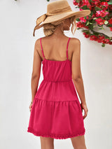 Frill Trim Spaghetti Strap Mini Dress - Trendsi - Flyclothing LLC