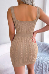 Cable-Knit Sleeveless Mini Dress - Trendsi - Flyclothing LLC