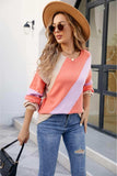 Color Block Ribbed Round Neck Sweater - Trendsi - Flyclothing LLC
