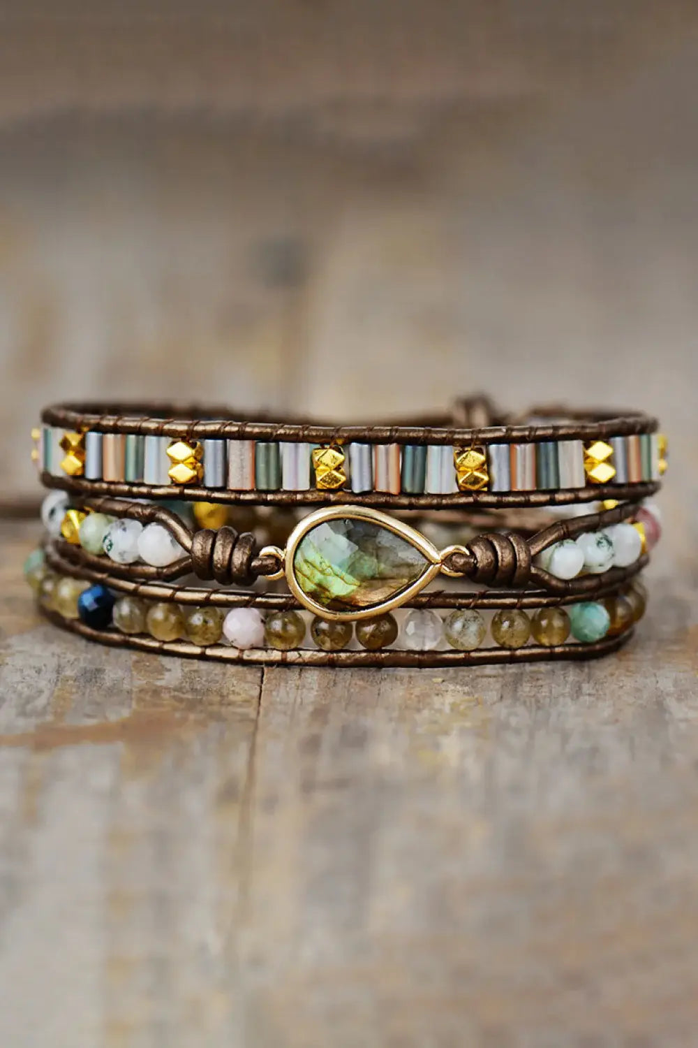 Handmade Triple Layer Beaded Bracelet - Trendsi - Flyclothing LLC