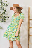 Double Take Smocked Scoop Neck Flounce Sleeve Mini Dress - Trendsi - Flyclothing LLC