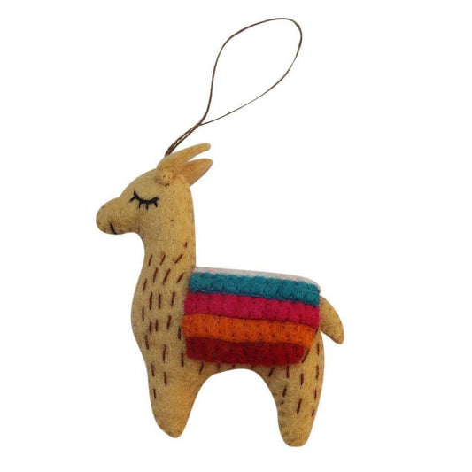 Hand Crafted Felt: Ornament, Tan Llama - Global Groove (H) - Global Groove Direct