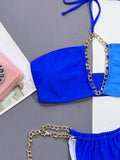Chain Detail Halter Neck Bikini Set - Trendsi