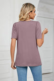 Square Neck Puff Sleeve Tee Shirt - Trendsi