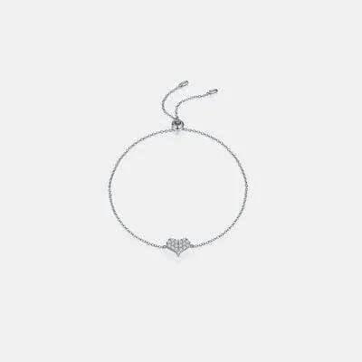 Moissanite 925 Sterling Silver Heart Bracelet - Trendsi - Flyclothing LLC