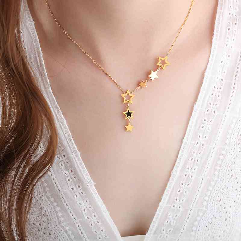 Titanium Steel Geometric Drop Necklace - Trendsi - Flyclothing LLC