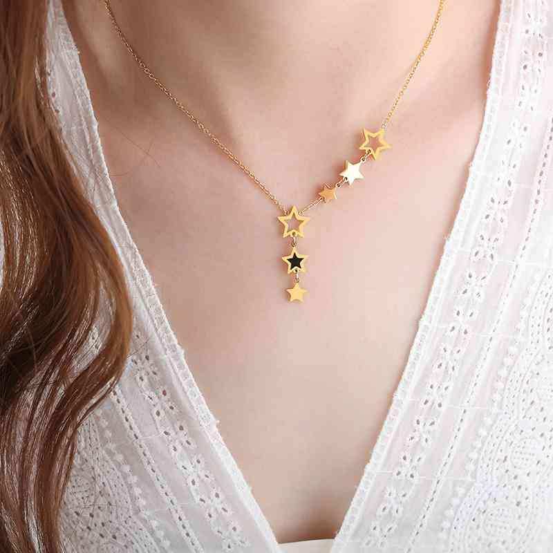 Titanium Steel Geometric Drop Necklace - Trendsi - Flyclothing LLC