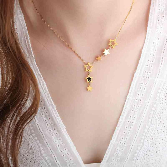 Titanium Steel Geometric Drop Necklace - Flyclothing LLC