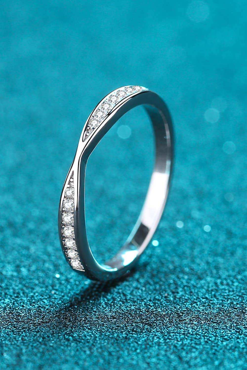 Moissanite Rhodium-Plated Ring - Trendsi - Flyclothing LLC