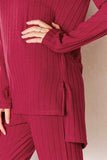 Basic Bae Full Size Ribbed Round Neck High-Low Slit Top and Pants Set - Trendsi - Flyclothing LLC