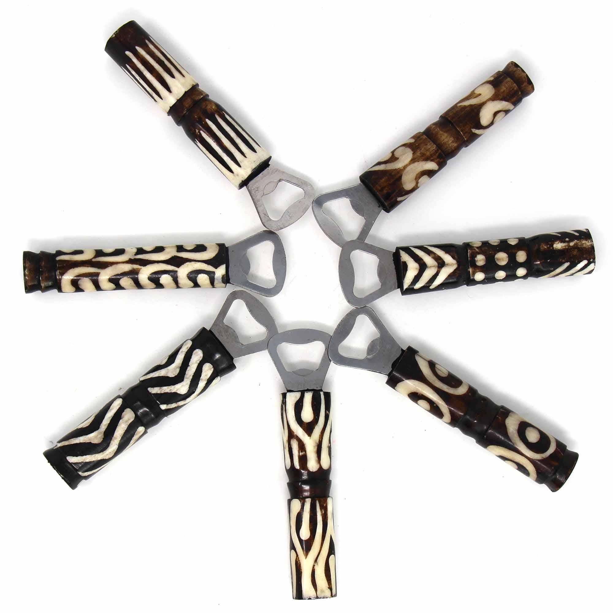 African Batik Bone Bottle Opener, Mixed Designs - Flyclothing LLC