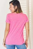 Zenana V-Neck Short Sleeve Slit T-Shirt - Trendsi - Flyclothing LLC