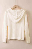 Openwork Lace-Up Hooded Sweater - Trendsi - Flyclothing LLC