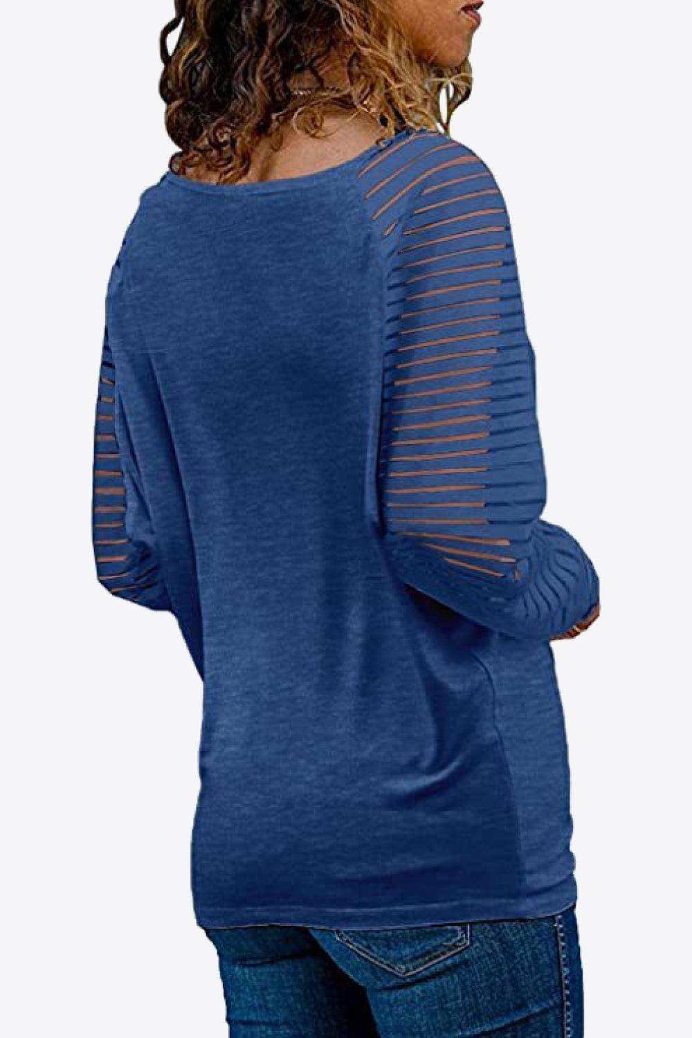 V-Neck Long Raglan Sleeve Top - Trendsi - Flyclothing LLC
