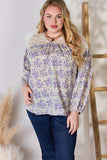 Hailey & Co Full Size Lace Detail Printed Blouse - Trendsi - Flyclothing LLC