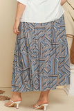 Plus Size Geometric Pleated Skirt - Trendsi