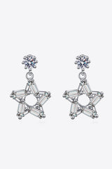 925 Sterling Silver Inlaid Moissanite Star Earrings - Flyclothing LLC