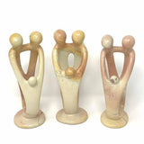Natural 8-inch Tall Soapstone Family Sculpture - 2 Parents 1 Child - Smolart - Smolart