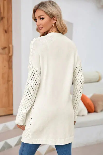 Open Front Dropped Shoulder Cardigan with Pockets - Trendsi - Flyclothing LLC