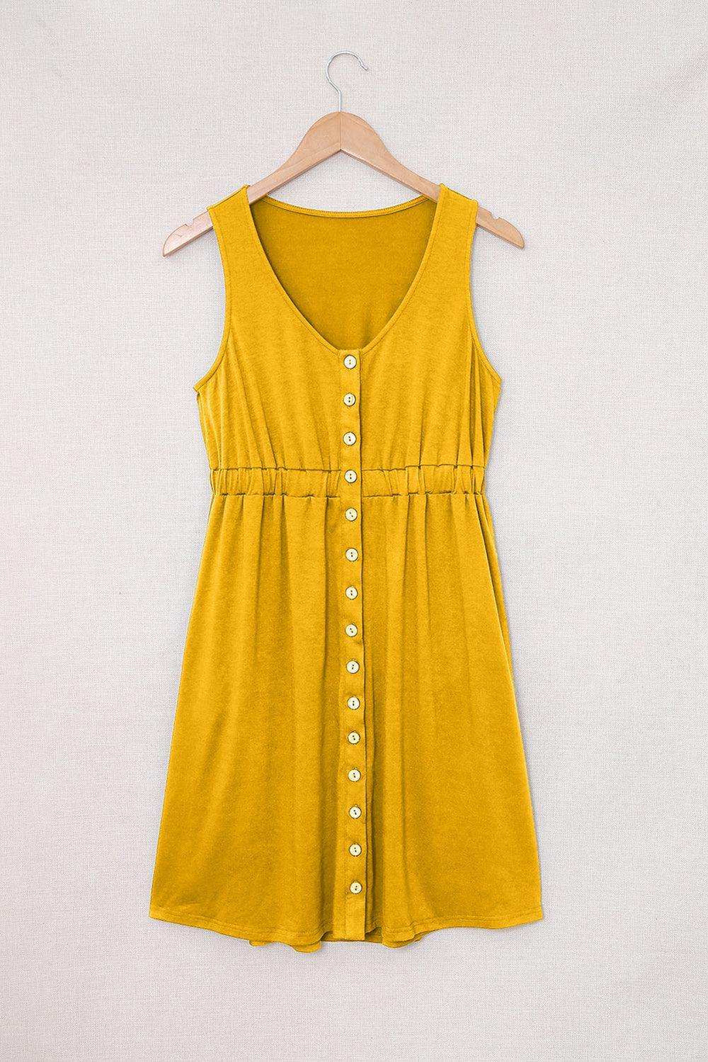 Sleeveless Button Down Mini Dress - Trendsi - Flyclothing LLC
