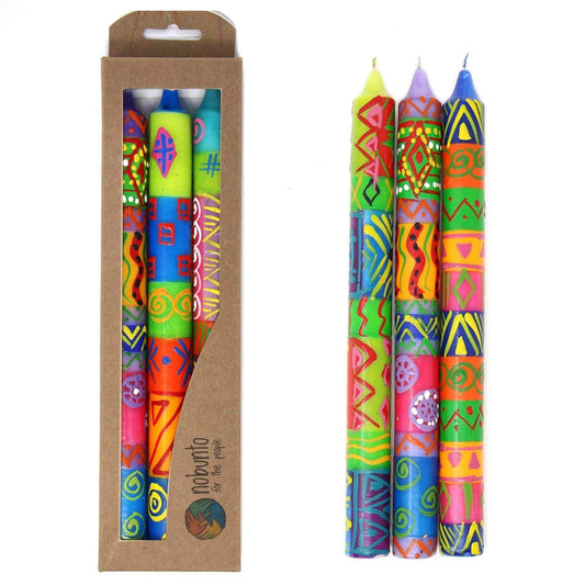Tall Hand Painted Candles - Three in Box - Shahida Design - Flyclothing LLC