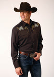 Roper Mens Long Sleeve Snap Poly Rayon Twill Western Shirt - Roper