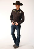Roper Mens Long Sleeve Snap Poly Rayon Twill Western Shirt - Roper