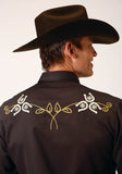 Roper Mens Long Sleeve Snap Poly Rayon Twill Western Shirt - Roper