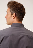 Roper Mens Long Sleeve Snap Solid Poplin Charcoal Western Shirt - Roper