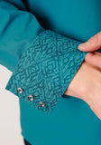 Roper Mens Long Sleeve Snap Solid Poplin Deep Teal Western Shirt - Roper