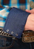 Roper Mens Long Sleeve Snap Brown Arrow Plaid Western Shirt - Roper
