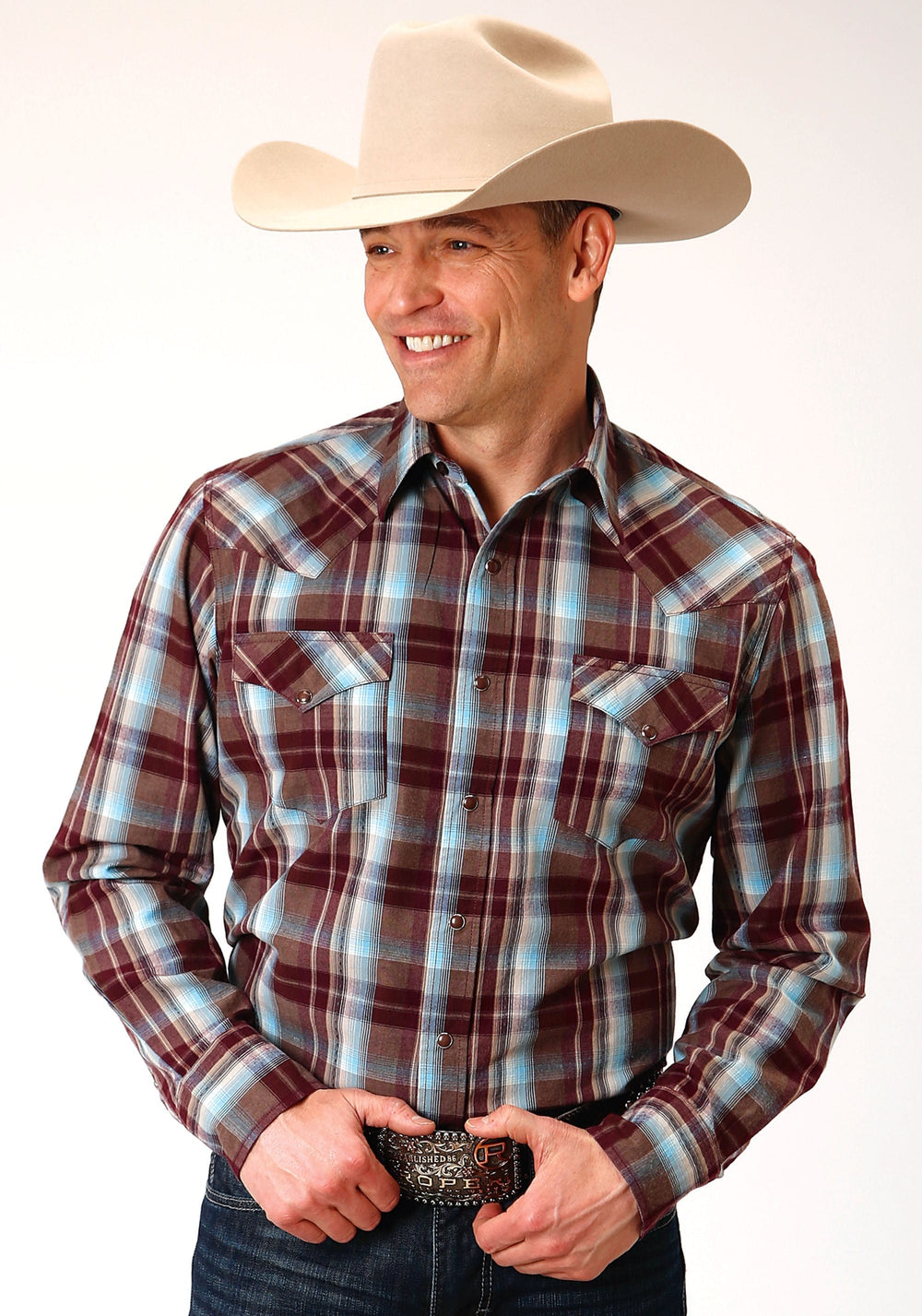 Roper Mens Long Sleeve Snap Southwest Plaid Western Shirt - Roper