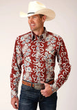 Roper Mens Long Sleeve Snap Hawaiian Horseshoes Print Western Shirt - Roper