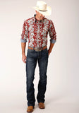 Roper Mens Long Sleeve Snap Hawaiian Horseshoes Print Western Shirt - Roper