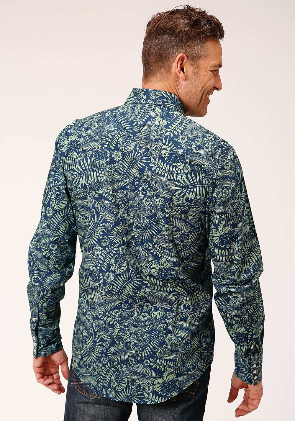 Roper Mens Long Sleeve Snap Lucky Tropical Print Western Shirt - Roper - Flyclothing LLC
